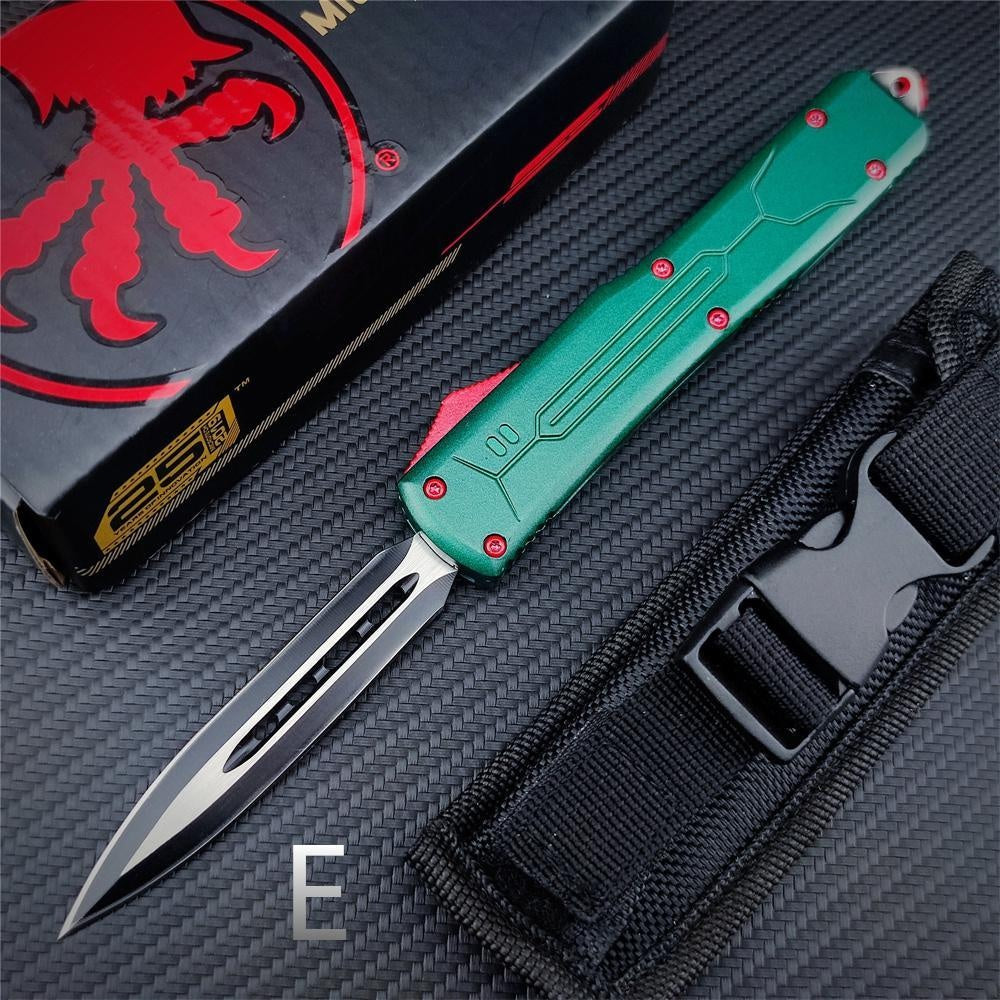 Microtech Bounty Hunter 123-10 Ultratech AUTO OTF Knife Top quality Adjustable Switchblade Flick Knife 3.18" Plain Tanto Blade Zinc Alloy Handles Outdoor Camping Knife