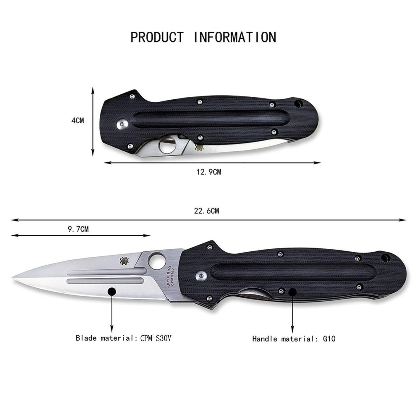 New Spyderco Pocket Folding Knife,CPM-S30V Steel Blade, G10 Tactical Handle Outdoor Portable Hunting Knife, Camping self-defense Rescue Knife