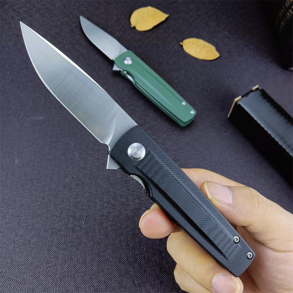 Outdoor Pocket Folding Knife Stainless Steel Blade G10 Handle Black/Green Sharp Knife Survival Defense Hunting Portable EDC Hand-made Tool Knife