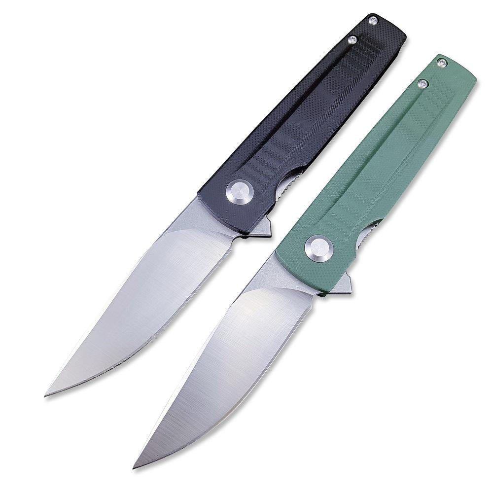 Outdoor Pocket Folding Knife Stainless Steel Blade G10 Handle Black/Green Sharp Knife Survival Defense Hunting Portable EDC Hand-made Tool Knife