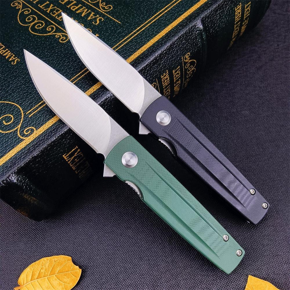 Outdoor Pocket Folding Knife Stainless Steel Blade G10 Handle Black/Green Sharp Knife Survival Defense Hunting Portable EDC Hand-made Tool Knife