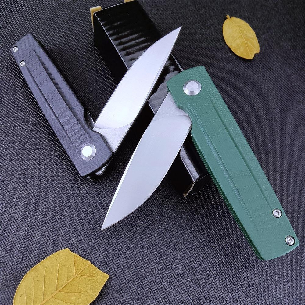 Outdoor Pocket Folding Knife Stainless Steel Blade G10 Handle Black/Green Sharp Knife Survival Defense Hunting Portable EDC Hand-made Tool Knife