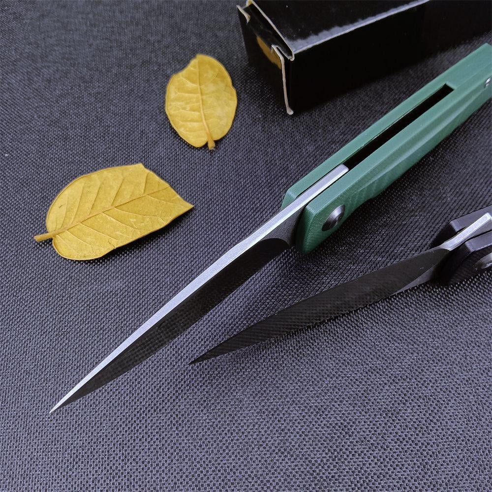 Outdoor Pocket Folding Knife Stainless Steel Blade G10 Handle Black/Green Sharp Knife Survival Defense Hunting Portable EDC Hand-made Tool Knife