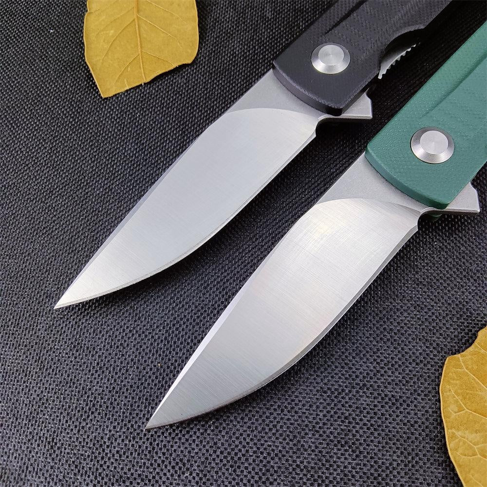 Outdoor Pocket Folding Knife Stainless Steel Blade G10 Handle Black/Green Sharp Knife Survival Defense Hunting Portable EDC Hand-made Tool Knife