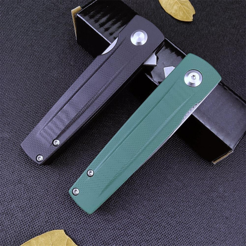 Outdoor Pocket Folding Knife Stainless Steel Blade G10 Handle Black/Green Sharp Knife Survival Defense Hunting Portable EDC Hand-made Tool Knife