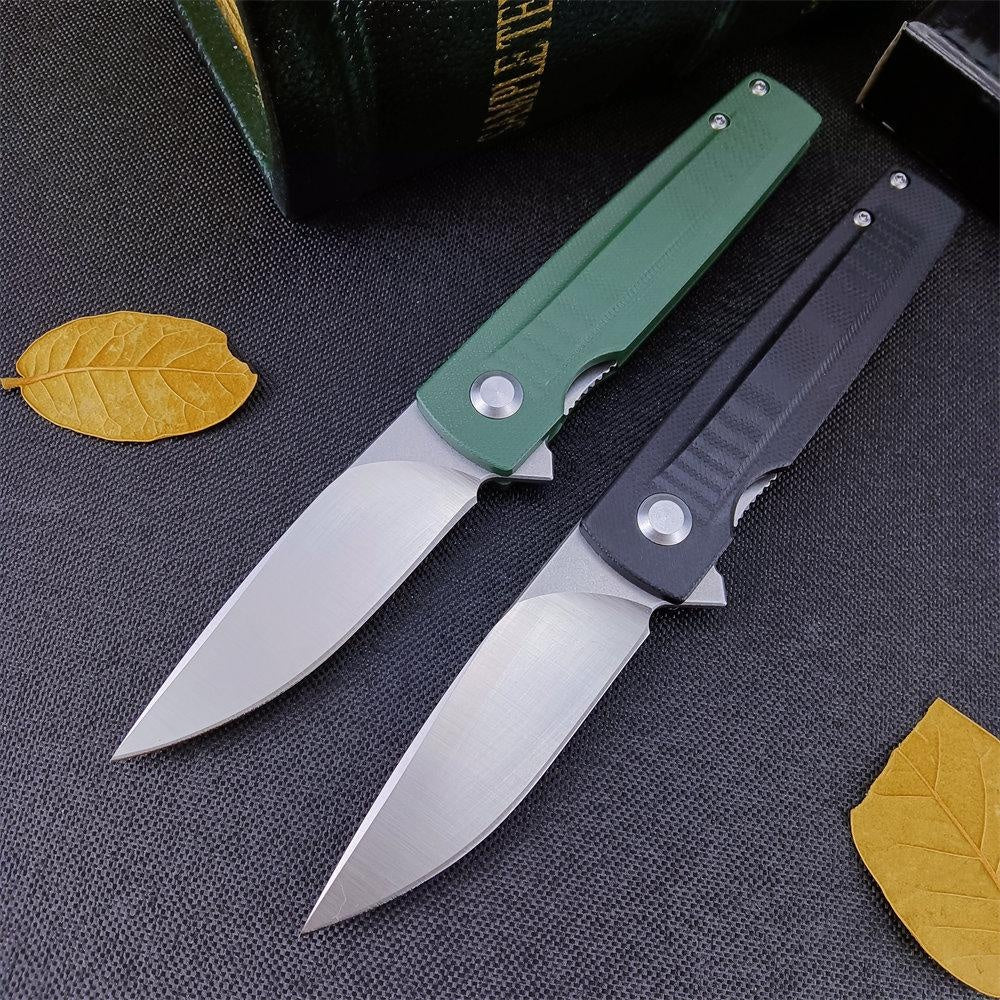 Outdoor Pocket Folding Knife Stainless Steel Blade G10 Handle Black/Green Sharp Knife Survival Defense Hunting Portable EDC Hand-made Tool Knife