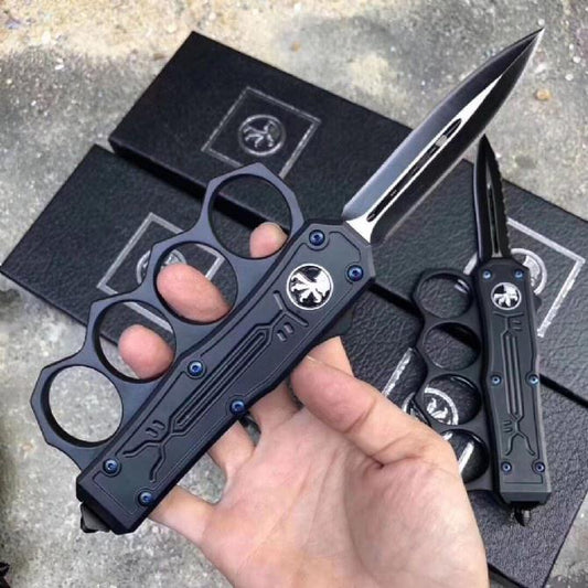 2023 Pocket Microtech Tactical Brass Knuckle Style AUTO OTF Spring Straight Out The Front Dagger Blade Trench Knife Zinc-aluminum Alloy Hunting Outdoor Survival Multitool