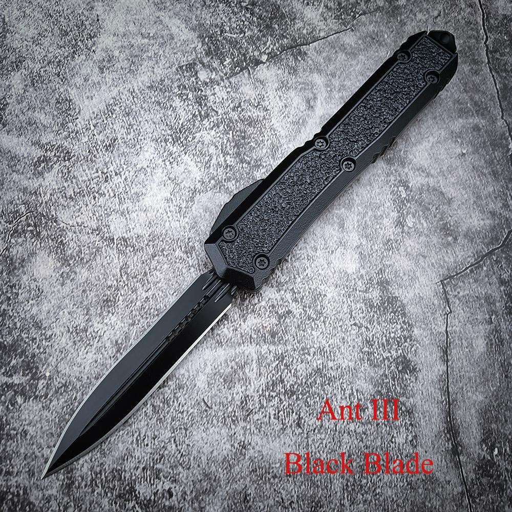 Micro tech's top-quality Ant III aviation aluminum handle OTF spring automatic KnifeI Switchblade Knife 440C Steel Pocket EDC Hunting Outdoor Knifes OTF Knife Tactical Combat Tools Self Defense