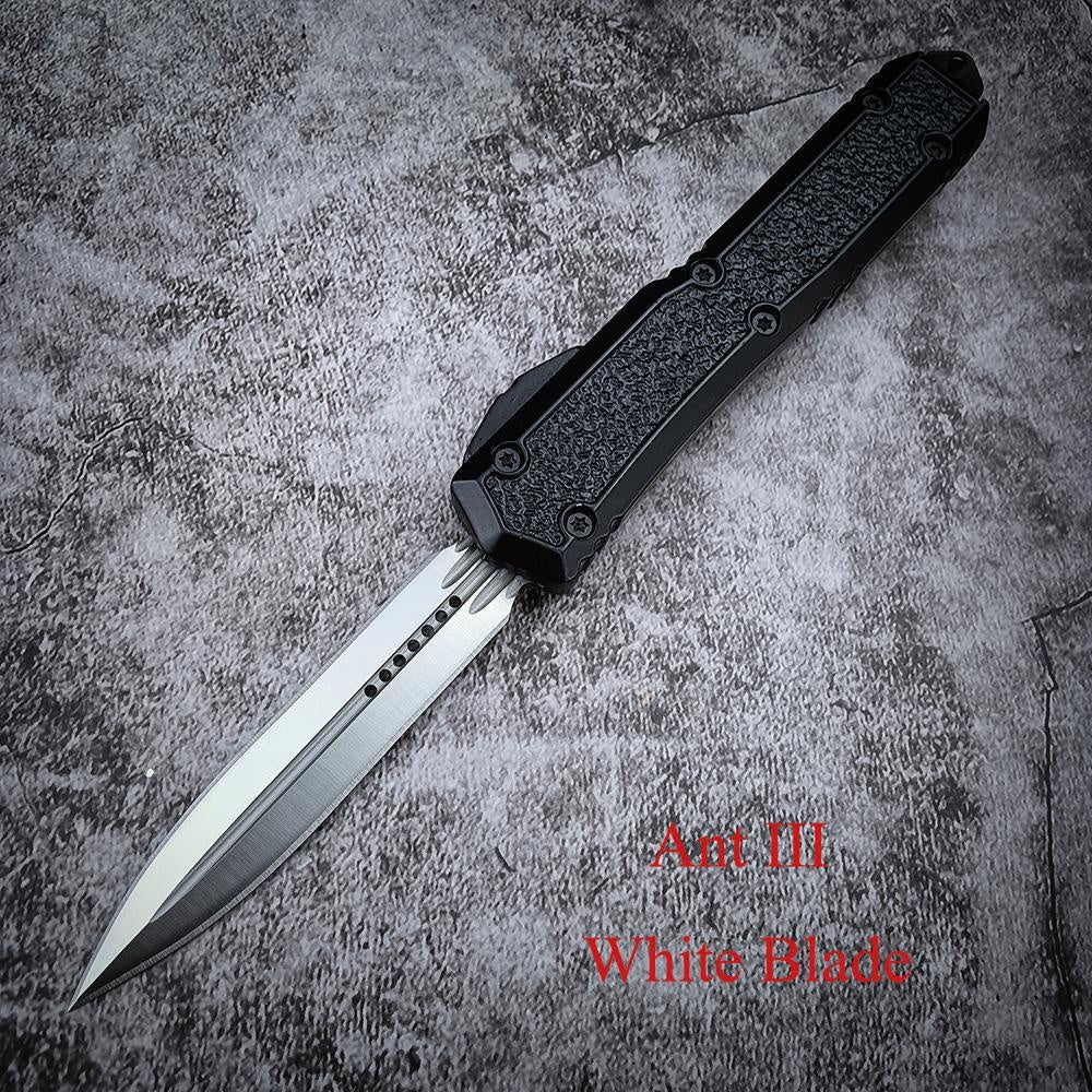 Micro tech's top-quality Ant III aviation aluminum handle OTF spring automatic KnifeI Switchblade Knife 440C Steel Pocket EDC Hunting Outdoor Knifes OTF Knife Tactical Combat Tools Self Defense