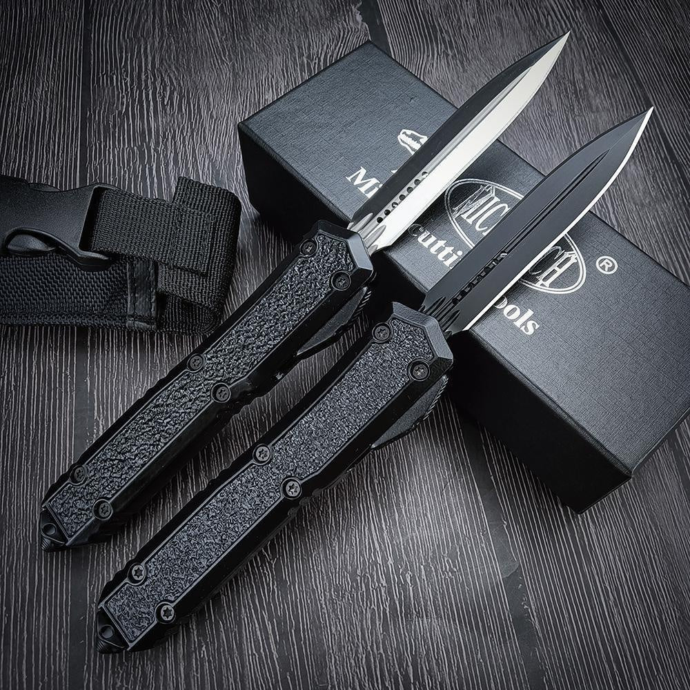 Micro tech's top-quality Ant III aviation aluminum handle OTF spring automatic KnifeI Switchblade Knife 440C Steel Pocket EDC Hunting Outdoor Knifes OTF Knife Tactical Combat Tools Self Defense