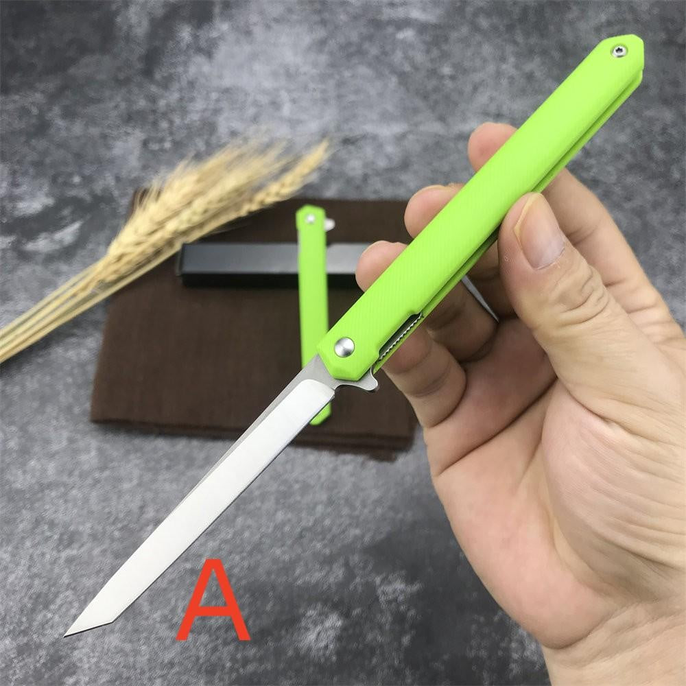 Orange/Green/Black Manual Switch Folding Pocket Knife 7Cr13Mov Blade Reinforced Nylon Handle Outdoor Survival Defense Multifunctional Hand-made Tool Knife