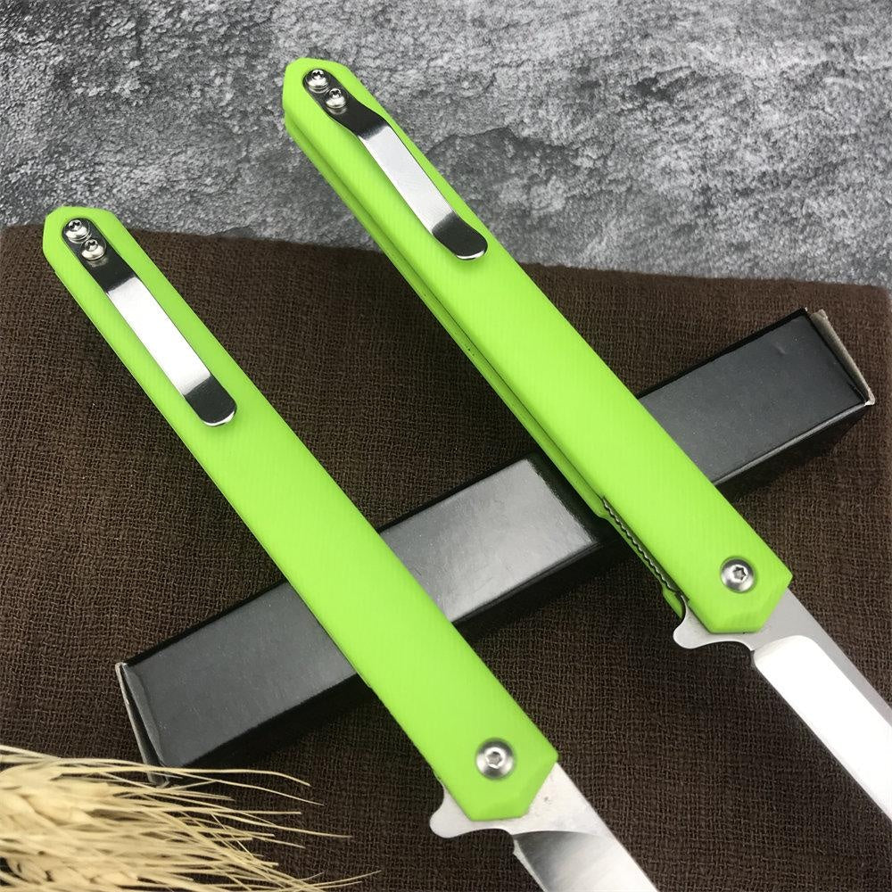 Orange/Green/Black Manual Switch Folding Pocket Knife 7Cr13Mov Blade Reinforced Nylon Handle Outdoor Survival Defense Multifunctional Hand-made Tool Knife