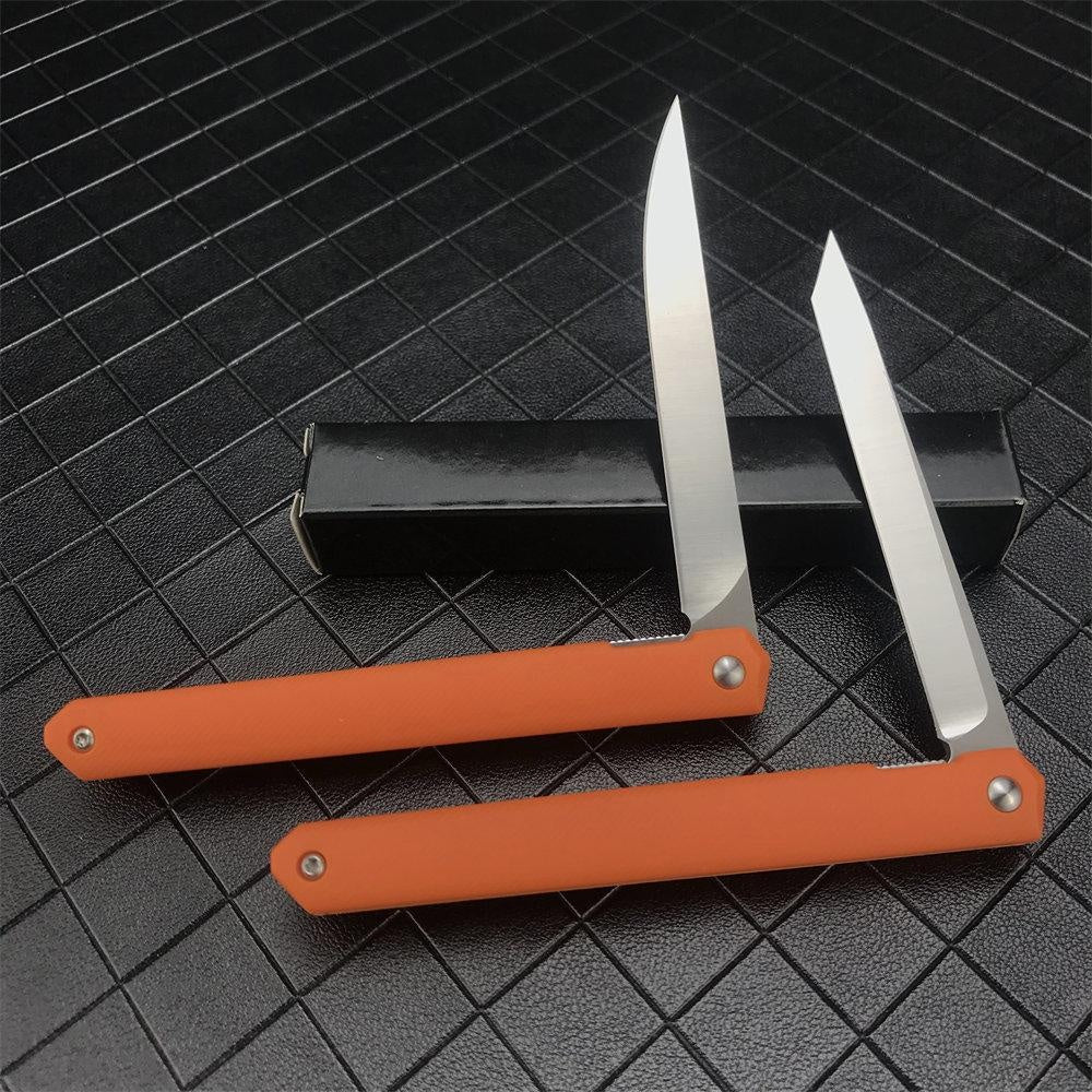 Orange/Green/Black Manual Switch Folding Pocket Knife 7Cr13Mov Blade Reinforced Nylon Handle Outdoor Survival Defense Multifunctional Hand-made Tool Knife