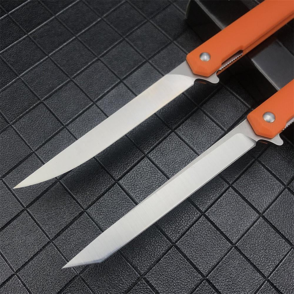 Orange/Green/Black Manual Switch Folding Pocket Knife 7Cr13Mov Blade Reinforced Nylon Handle Outdoor Survival Defense Multifunctional Hand-made Tool Knife