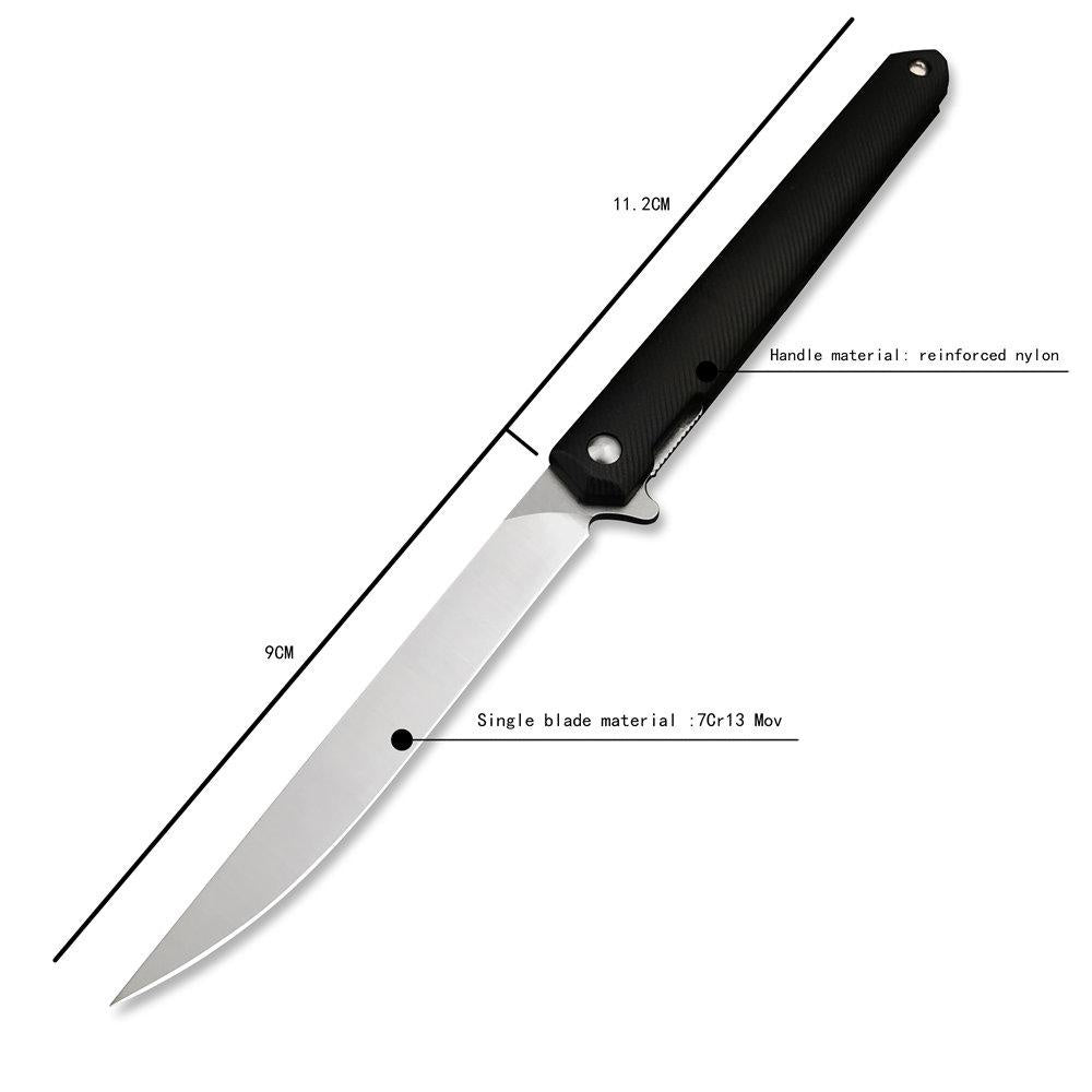 Orange/Green/Black Manual Switch Folding Pocket Knife 7Cr13Mov Blade Reinforced Nylon Handle Outdoor Survival Defense Multifunctional Hand-made Tool Knife