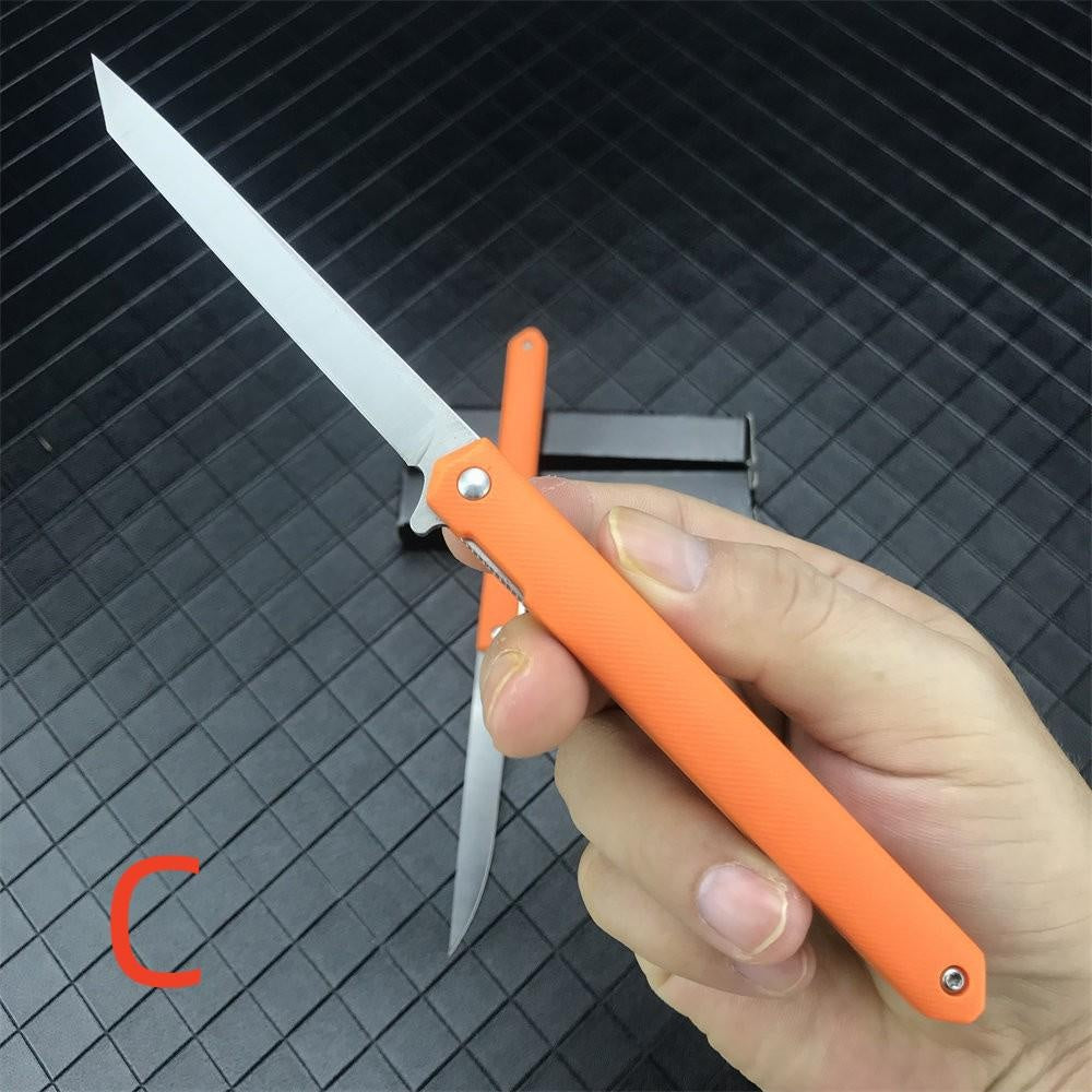 Orange/Green/Black Manual Switch Folding Pocket Knife 7Cr13Mov Blade Reinforced Nylon Handle Outdoor Survival Defense Multifunctional Hand-made Tool Knife