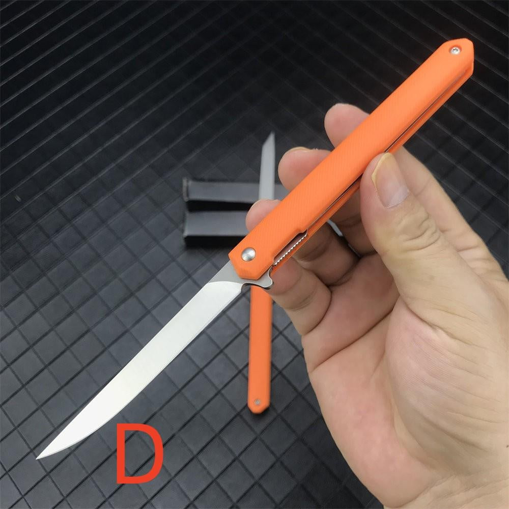 Orange/Green/Black Manual Switch Folding Pocket Knife 7Cr13Mov Blade Reinforced Nylon Handle Outdoor Survival Defense Multifunctional Hand-made Tool Knife