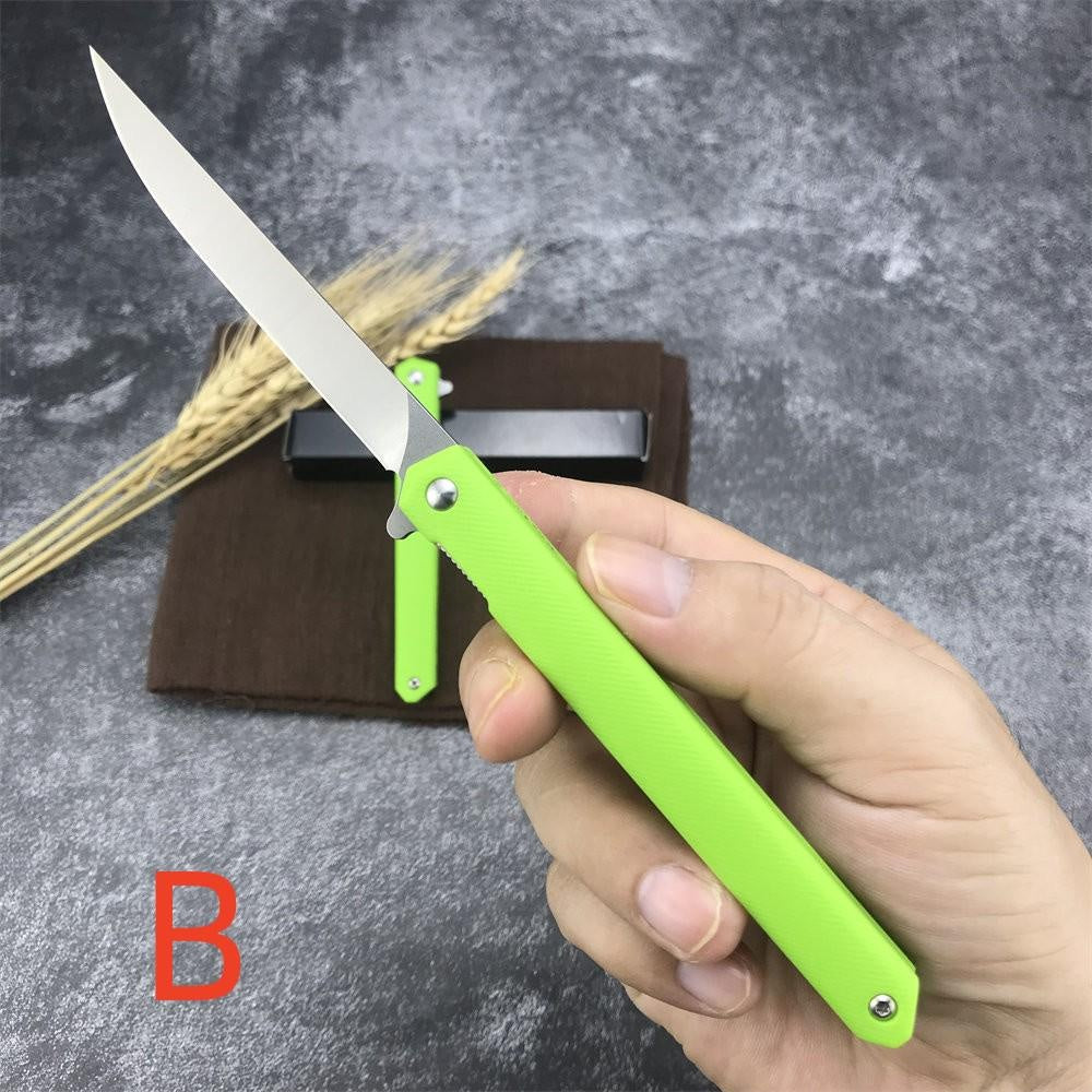 Orange/Green/Black Manual Switch Folding Pocket Knife 7Cr13Mov Blade Reinforced Nylon Handle Outdoor Survival Defense Multifunctional Hand-made Tool Knife