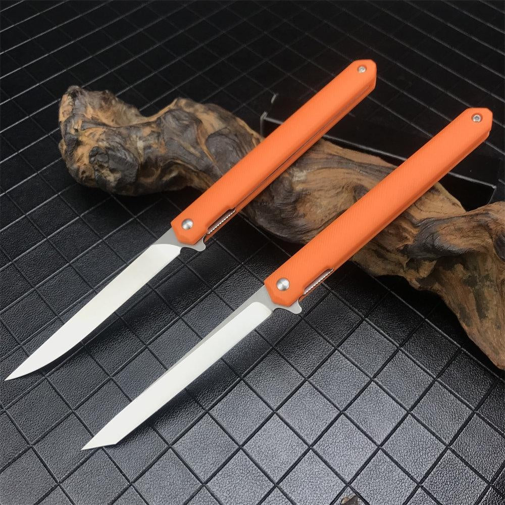 Orange/Green/Black Manual Switch Folding Pocket Knife 7Cr13Mov Blade Reinforced Nylon Handle Outdoor Survival Defense Multifunctional Hand-made Tool Knife