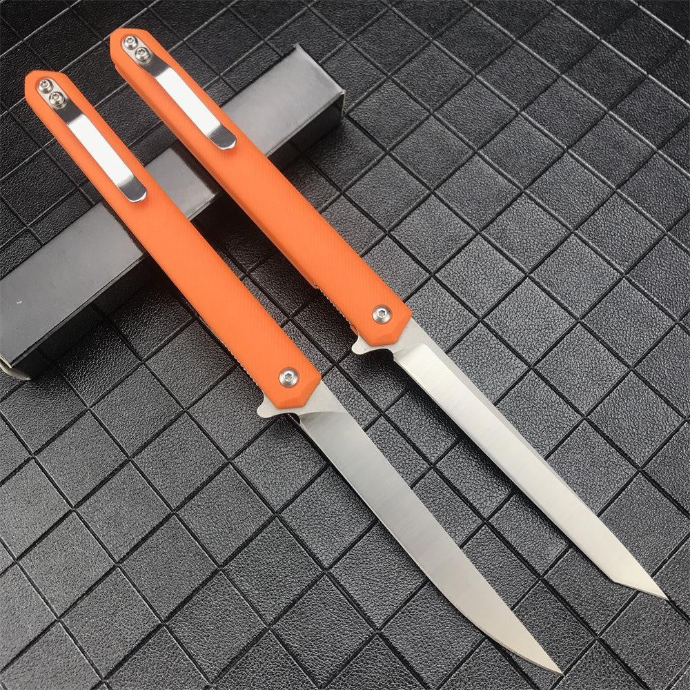 Orange/Green/Black Manual Switch Folding Pocket Knife 7Cr13Mov Blade Reinforced Nylon Handle Outdoor Survival Defense Multifunctional Hand-made Tool Knife