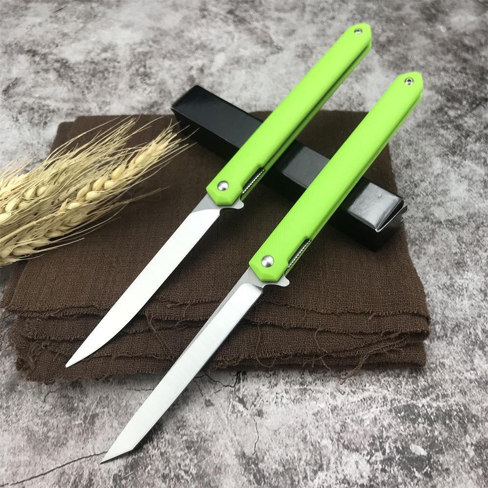 Orange/Green/Black Manual Switch Folding Pocket Knife 7Cr13Mov Blade Reinforced Nylon Handle Outdoor Survival Defense Multifunctional Hand-made Tool Knife