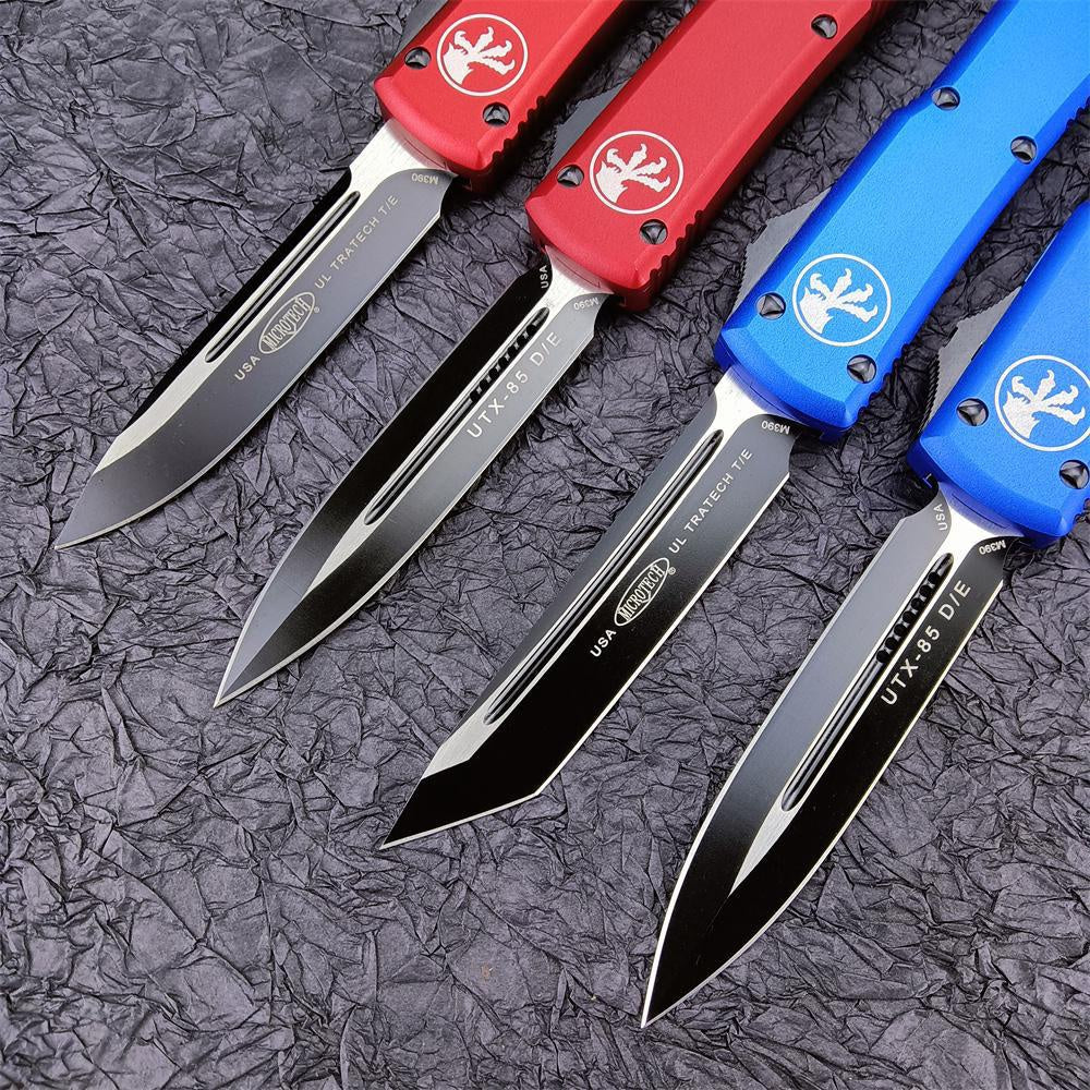 2023 Hot Sale Microtech UTX-85/UT85 Spring Assisted Automatic OTF Knife Red/ Black Aviation Aluminum Handles Outdoor Tactical Survival Pocket Flick Knives EDC Multifunction Hand Tools 6 Styles