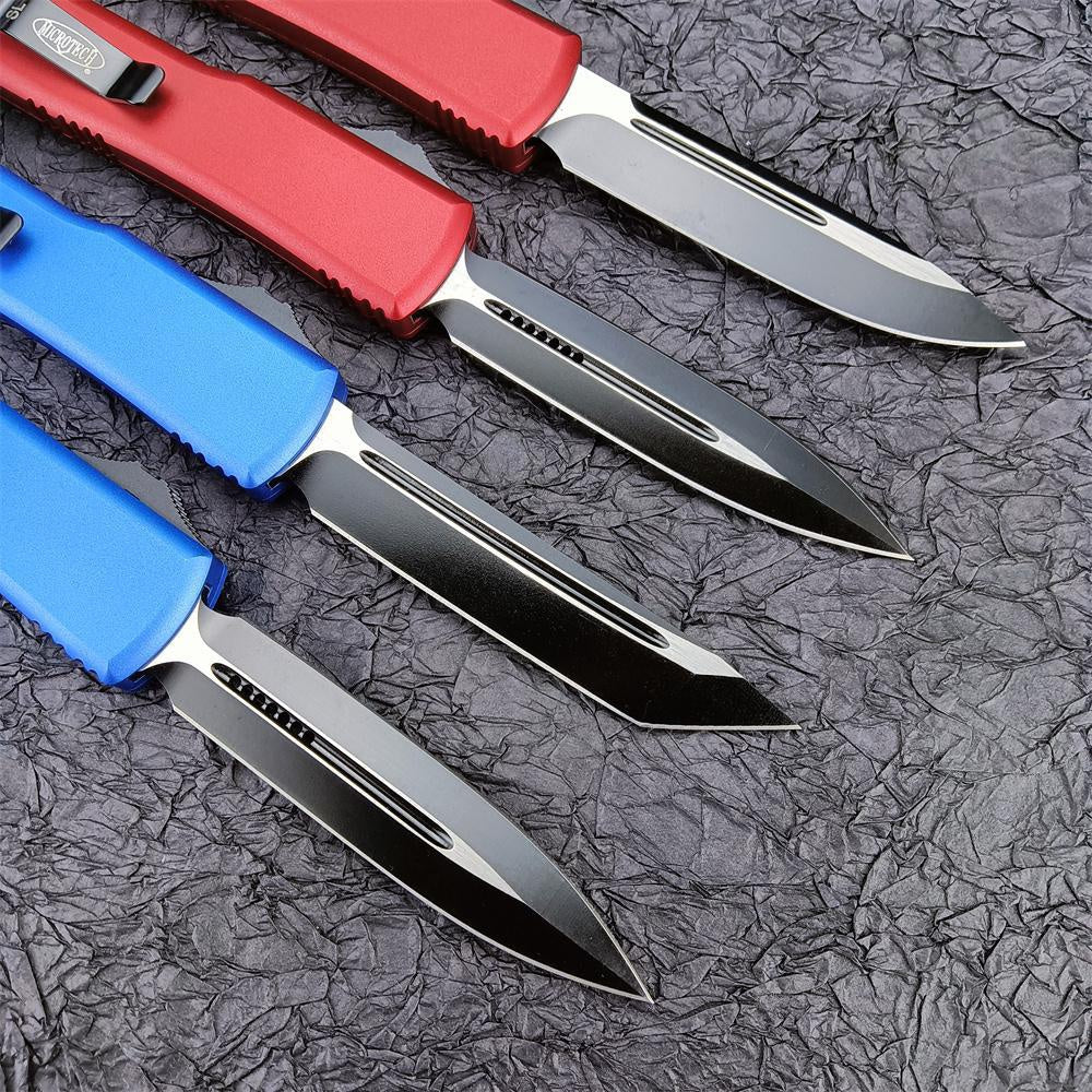 2023 Hot Sale Microtech UTX-85/UT85 Spring Assisted Automatic OTF Knife Red/ Black Aviation Aluminum Handles Outdoor Tactical Survival Pocket Flick Knives EDC Multifunction Hand Tools 6 Styles