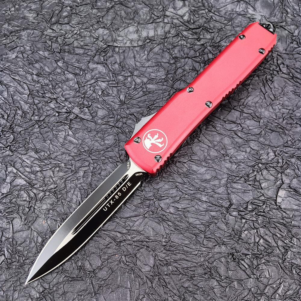 2023 Hot Sale Microtech UTX-85/UT85 Spring Assisted Automatic OTF Knife Red/ Black Aviation Aluminum Handles Outdoor Tactical Survival Pocket Flick Knives EDC Multifunction Hand Tools 6 Styles