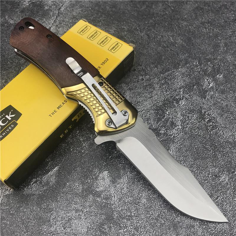 BUCK DA96 Mini FOLDING POCKET KNIVES Acid Wood Handle Survival Self Defense Hunting Tool Tactical Outdoor Camping EDC Flick Knife Military Knife