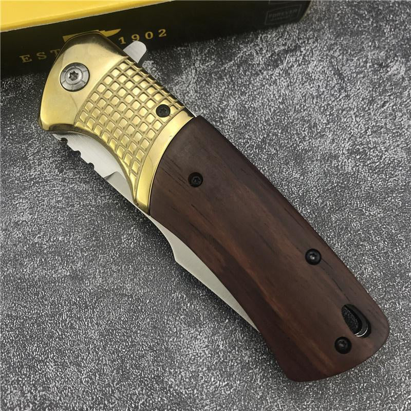 BUCK DA96 Mini FOLDING POCKET KNIVES Acid Wood Handle Survival Self Defense Hunting Tool Tactical Outdoor Camping EDC Flick Knife Military Knife