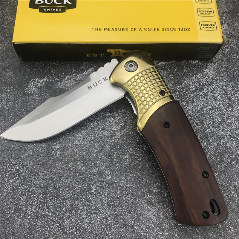 BUCK DA96 Mini FOLDING POCKET KNIVES Acid Wood Handle Survival Self Defense Hunting Tool Tactical Outdoor Camping EDC Flick Knife Military Knife