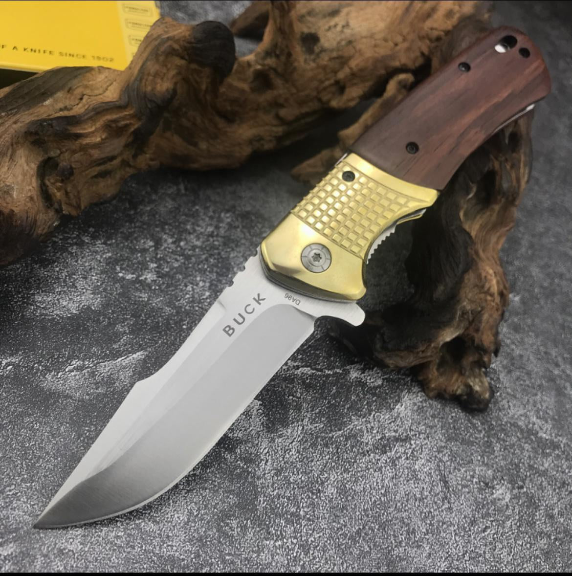 BUCK DA96 Mini FOLDING POCKET KNIVES Acid Wood Handle Survival Self Defense Hunting Tool Tactical Outdoor Camping EDC Flick Knife Military Knife