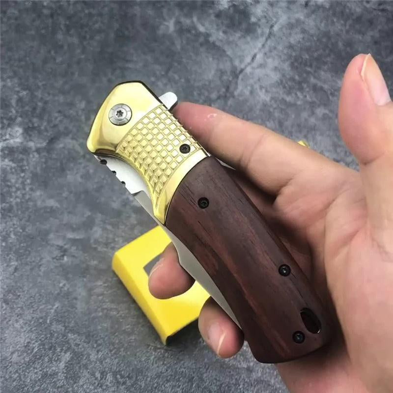 BUCK DA96 Mini FOLDING POCKET KNIVES Acid Wood Handle Survival Self Defense Hunting Tool Tactical Outdoor Camping EDC Flick Knife Military Knife