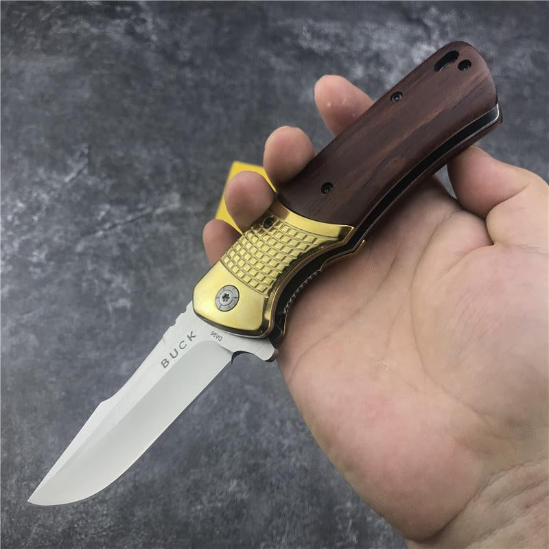 BUCK DA96 Mini FOLDING POCKET KNIVES Acid Wood Handle Survival Self Defense Hunting Tool Tactical Outdoor Camping EDC Flick Knife Military Knife