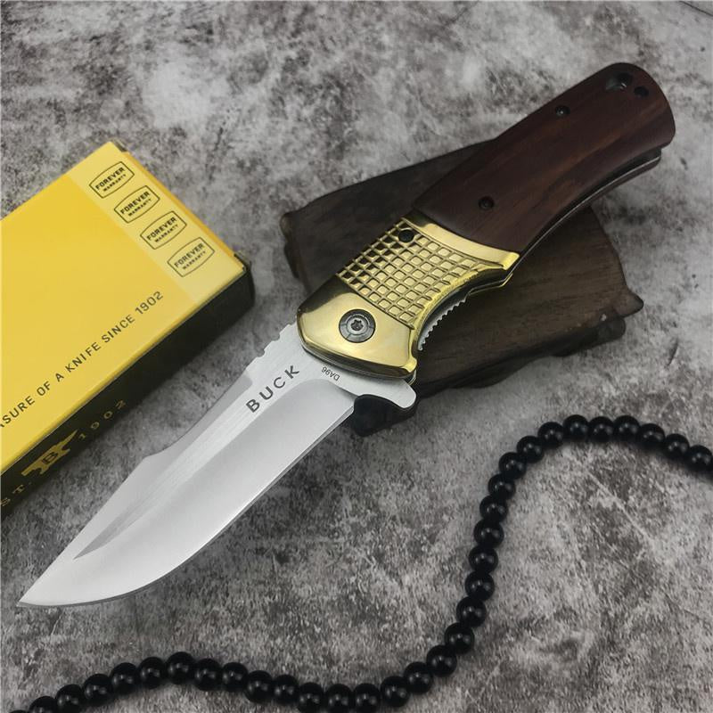 BUCK DA96 Mini FOLDING POCKET KNIVES Acid Wood Handle Survival Self Defense Hunting Tool Tactical Outdoor Camping EDC Flick Knife Military Knife