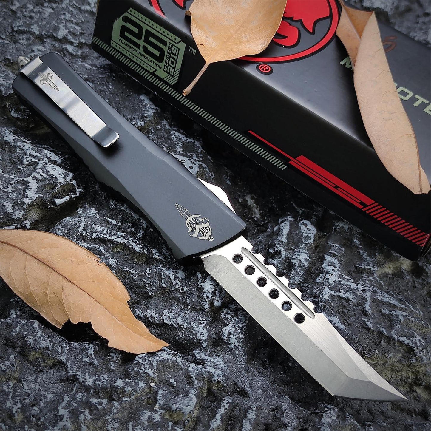 NEW Microtech Flick Knife Ultratech Hellhound Tanto  D2 Blade Aluminum Alloy Handle OTF Automatic Spring Assisted Knives Camping Hunting Tools