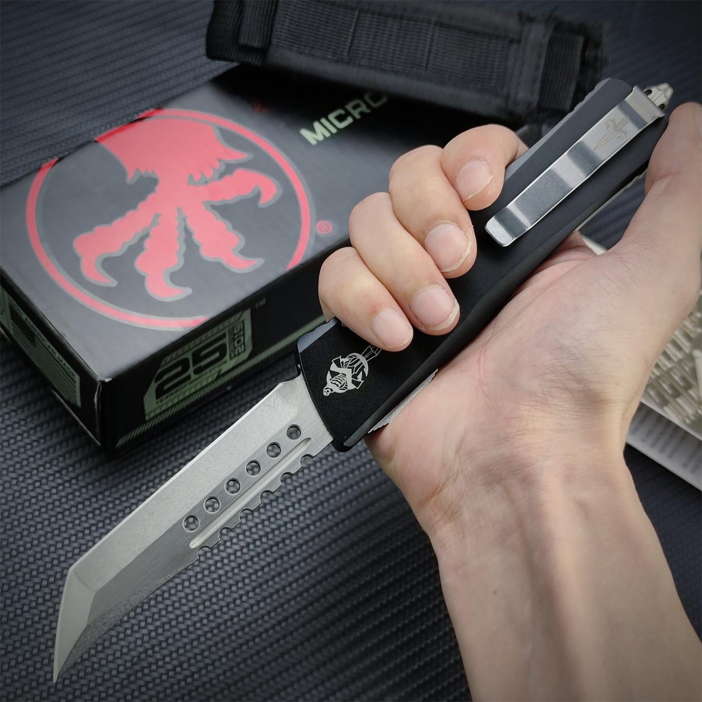 NEW Microtech Flick Knife Ultratech Hellhound Tanto  D2 Blade Aluminum Alloy Handle OTF Automatic Spring Assisted Knives Camping Hunting Tools