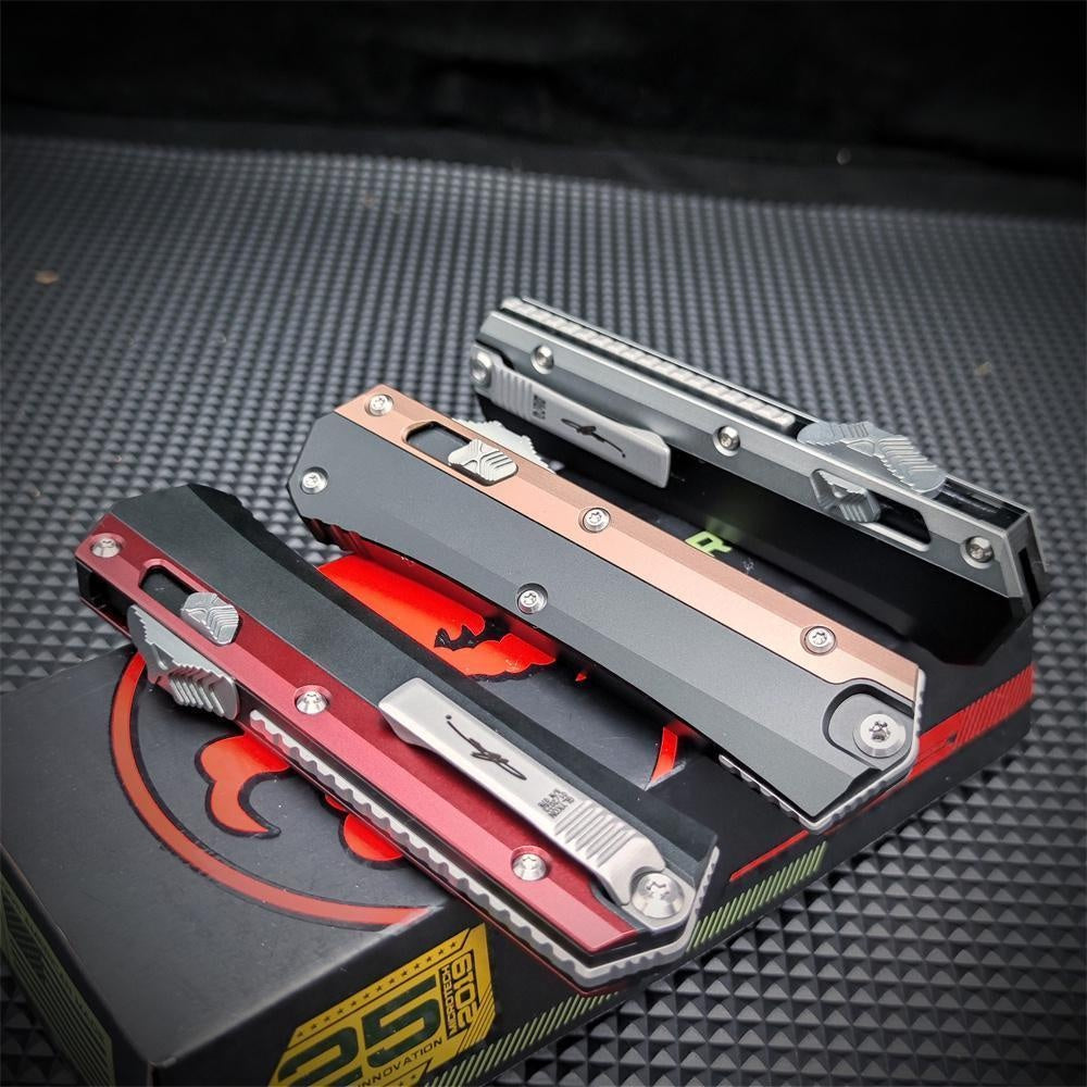 Newest Microtech's Top-quality Glykon Series OTF Spring Automatic Knife D2 Blade Aluminum Alloy Inlaid G10 Handle Quick Switch Straight Out Wilderness Hiking Camping Survival Tactical Knife