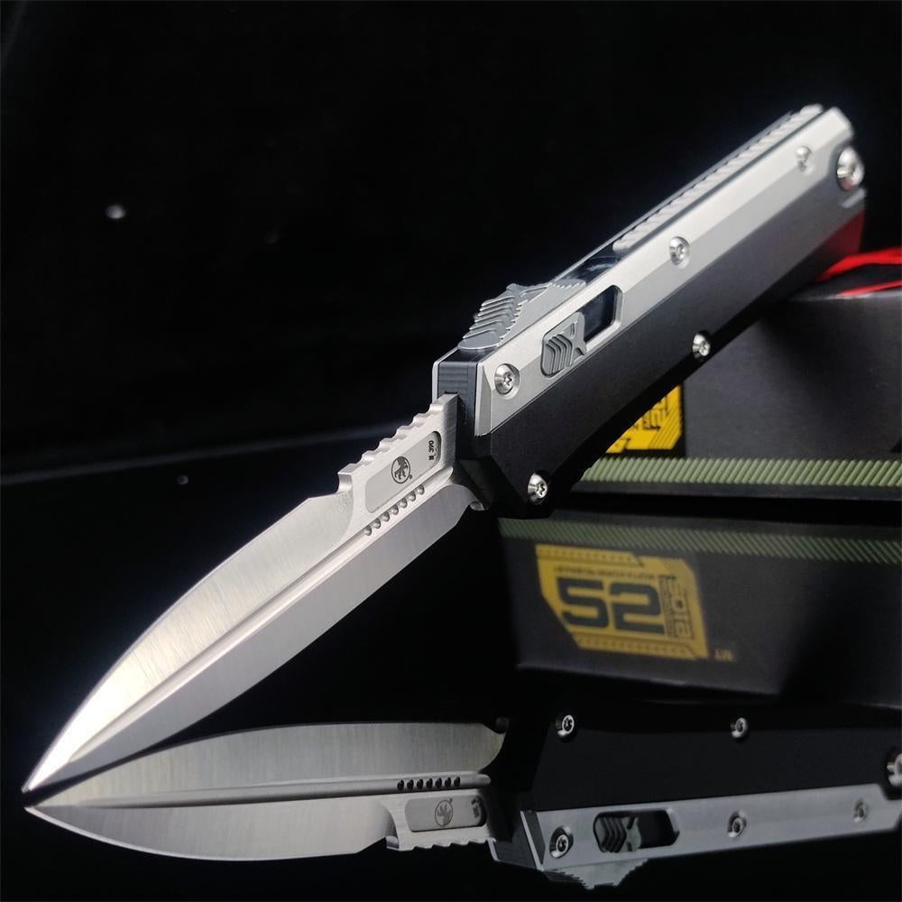 Newest Microtech's Top-quality Glykon Series OTF Spring Automatic Knife D2 Blade Aluminum Alloy Inlaid G10 Handle Quick Switch Straight Out Wilderness Hiking Camping Survival Tactical Knife