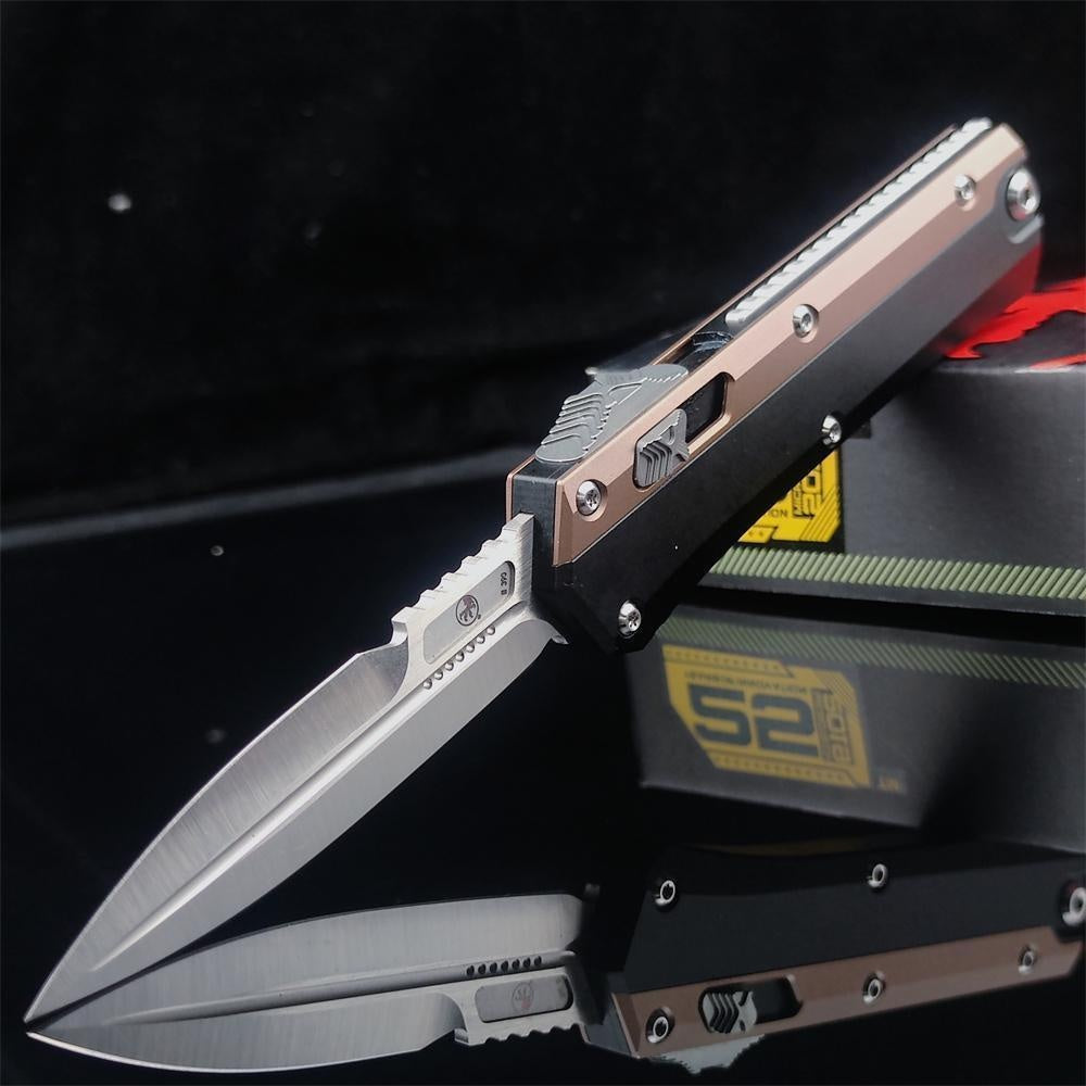 Newest Microtech's Top-quality Glykon Series OTF Spring Automatic Knife D2 Blade Aluminum Alloy Inlaid G10 Handle Quick Switch Straight Out Wilderness Hiking Camping Survival Tactical Knife