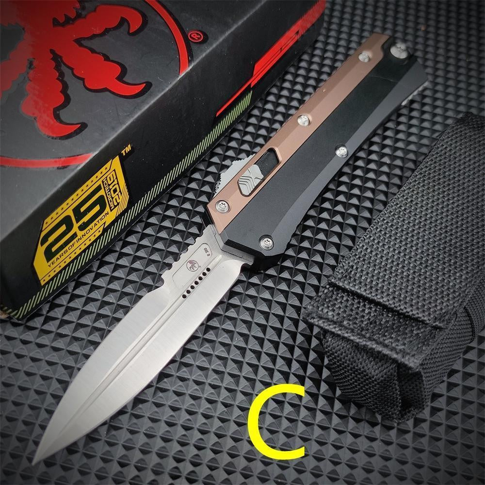 Newest Microtech's Top-quality Glykon Series OTF Spring Automatic Knife D2 Blade Aluminum Alloy Inlaid G10 Handle Quick Switch Straight Out Wilderness Hiking Camping Survival Tactical Knife