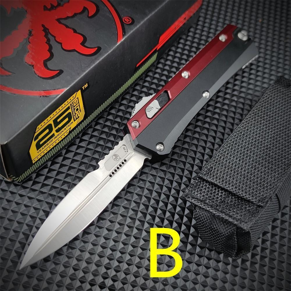 Newest Microtech's Top-quality Glykon Series OTF Spring Automatic Knife D2 Blade Aluminum Alloy Inlaid G10 Handle Quick Switch Straight Out Wilderness Hiking Camping Survival Tactical Knife