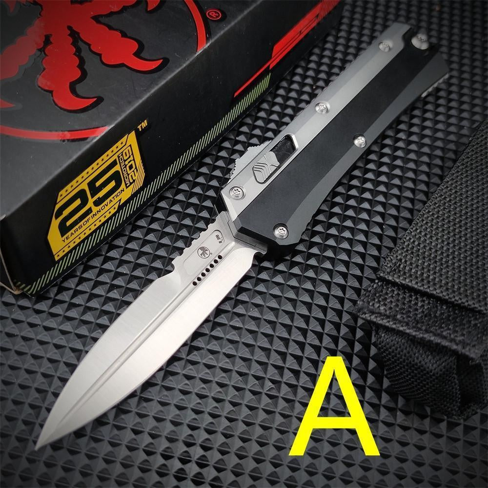 Newest Microtech's Top-quality Glykon Series OTF Spring Automatic Knife D2 Blade Aluminum Alloy Inlaid G10 Handle Quick Switch Straight Out Wilderness Hiking Camping Survival Tactical Knife