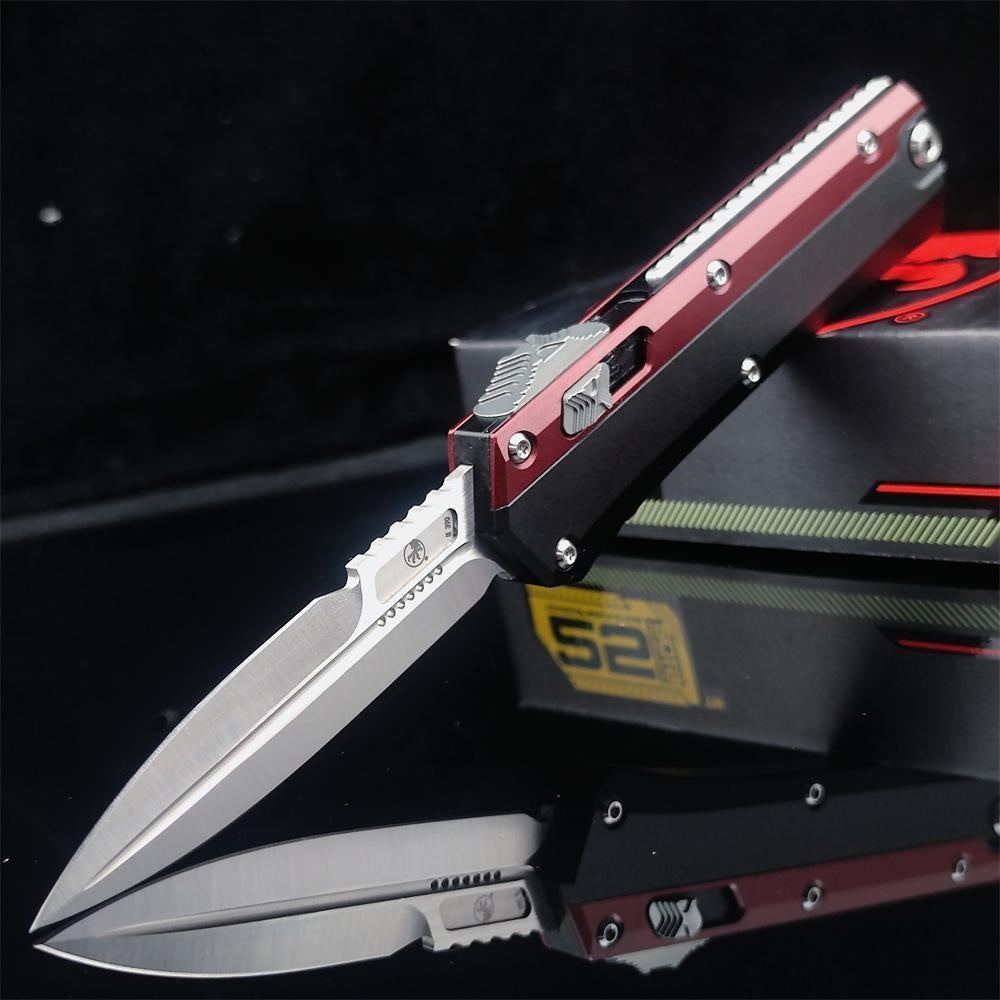 Newest Microtech's Top-quality Glykon Series OTF Spring Automatic Knife D2 Blade Aluminum Alloy Inlaid G10 Handle Quick Switch Straight Out Wilderness Hiking Camping Survival Tactical Knife