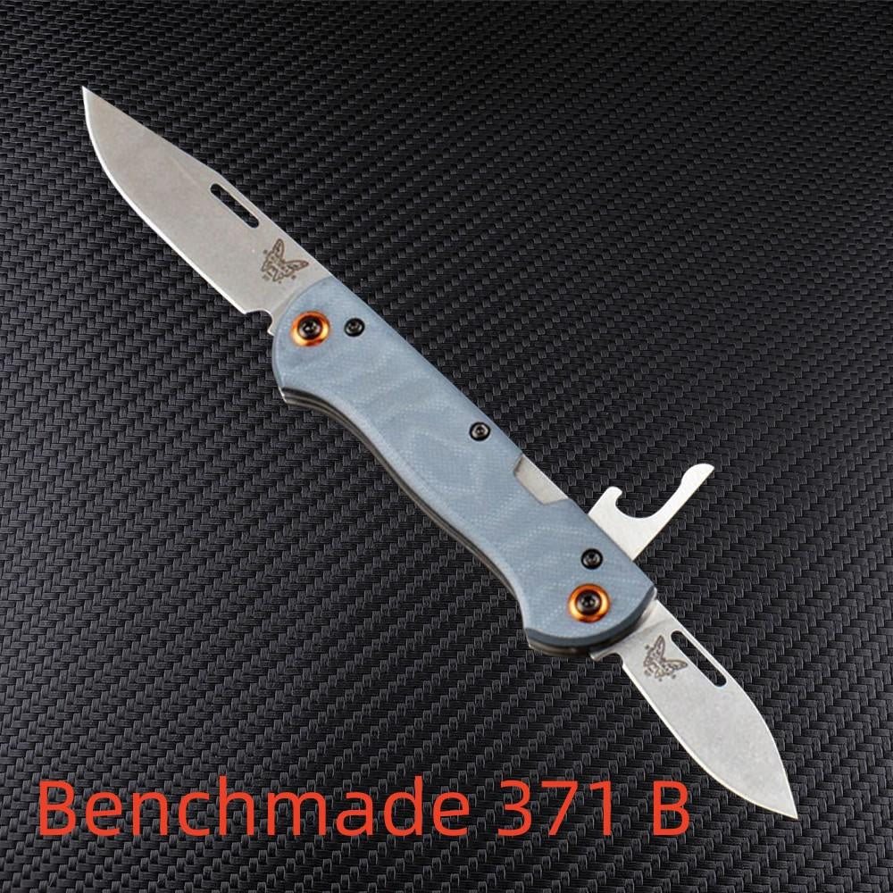 Benchmade Weekender 317 Double Blade Folding Pocket Knife Slide Switch S30V Steel Blade Blue G10 Handle/Green Linen Handle Outdoor Survival Self-Defense Tool EDC Bottle Opener
