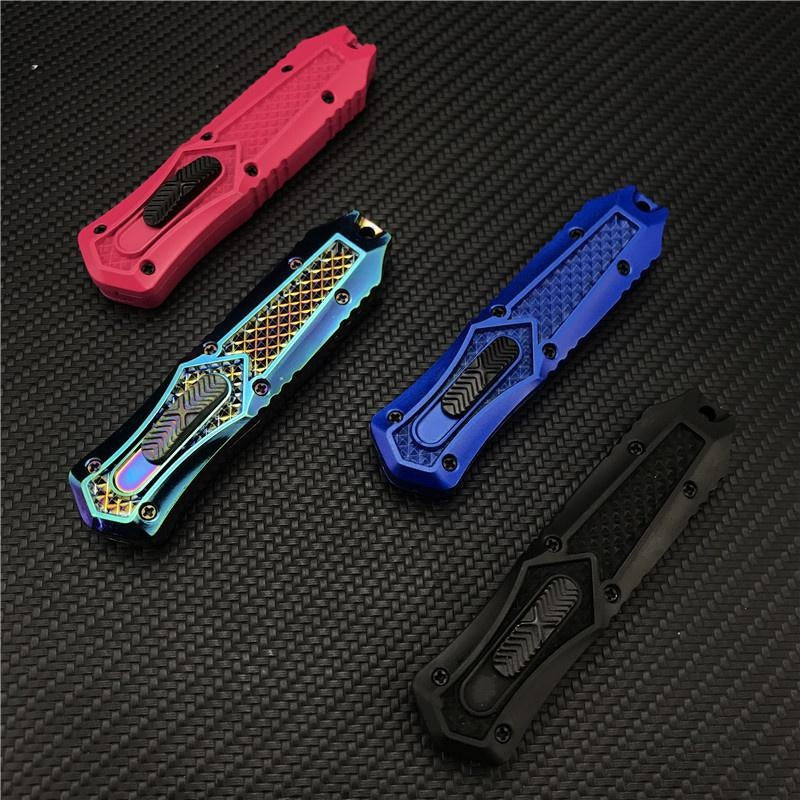 Mini Automatic Knife OTF Spring Assisted High Quality and Safety EDC Pocket Knife Spring Straight Out Double Blade Dagger Outdoor Camping Tactical Knife