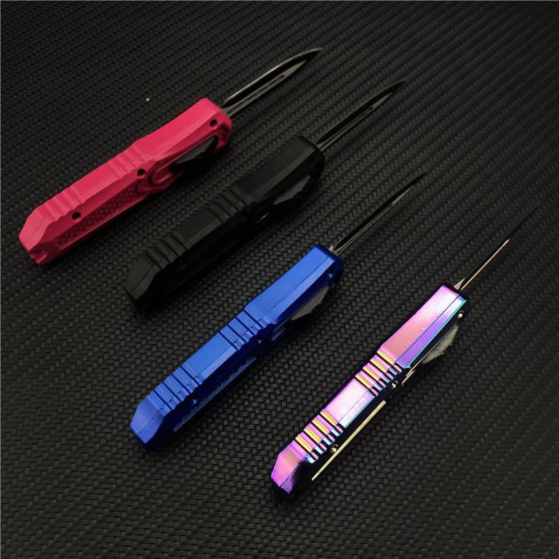 Mini Automatic Knife OTF Spring Assisted High Quality and Safety EDC Pocket Knife Spring Straight Out Double Blade Dagger Outdoor Camping Tactical Knife