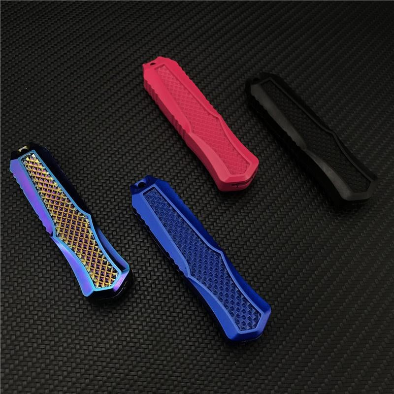 Mini Automatic Knife OTF Spring Assisted High Quality and Safety EDC Pocket Knife Spring Straight Out Double Blade Dagger Outdoor Camping Tactical Knife