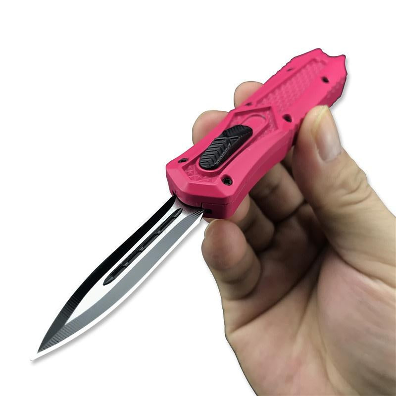 Mini Automatic Knife OTF Spring Assisted High Quality and Safety EDC Pocket Knife Spring Straight Out Double Blade Dagger Outdoor Camping Tactical Knife