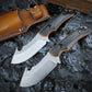 15018 Hunt Saddle Mountain Skinner Fixed Blade Knife 4.2" 9C13Mov Blade, Two-color G10 Handles, Leather Sheath
